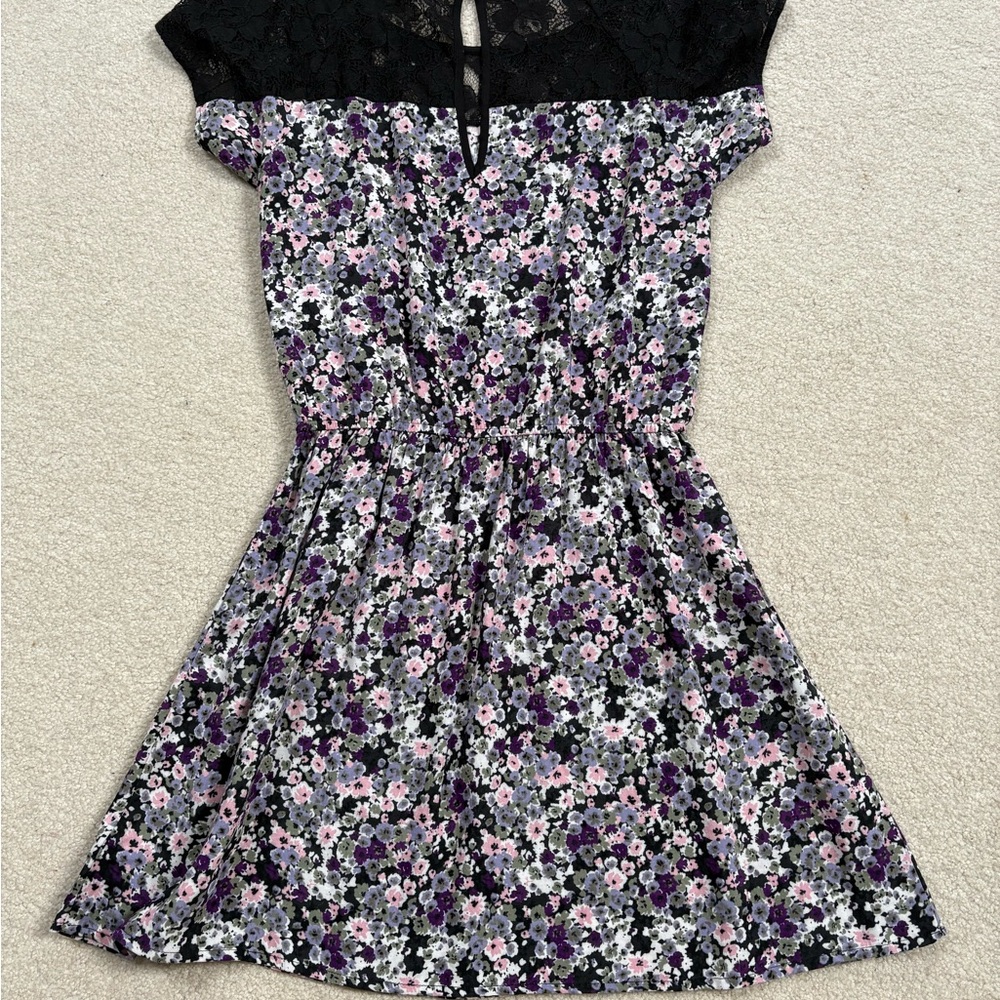 American eagle outfitters Floral Dress with Black Lace Top